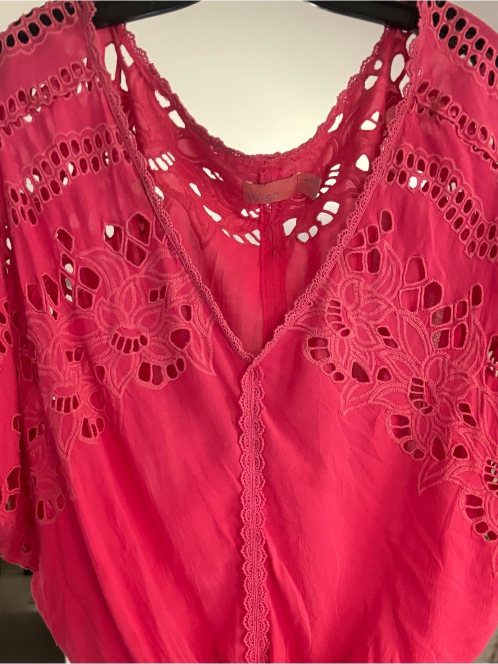 Wish Hot Pink Eyelet V-Neck beach cover up